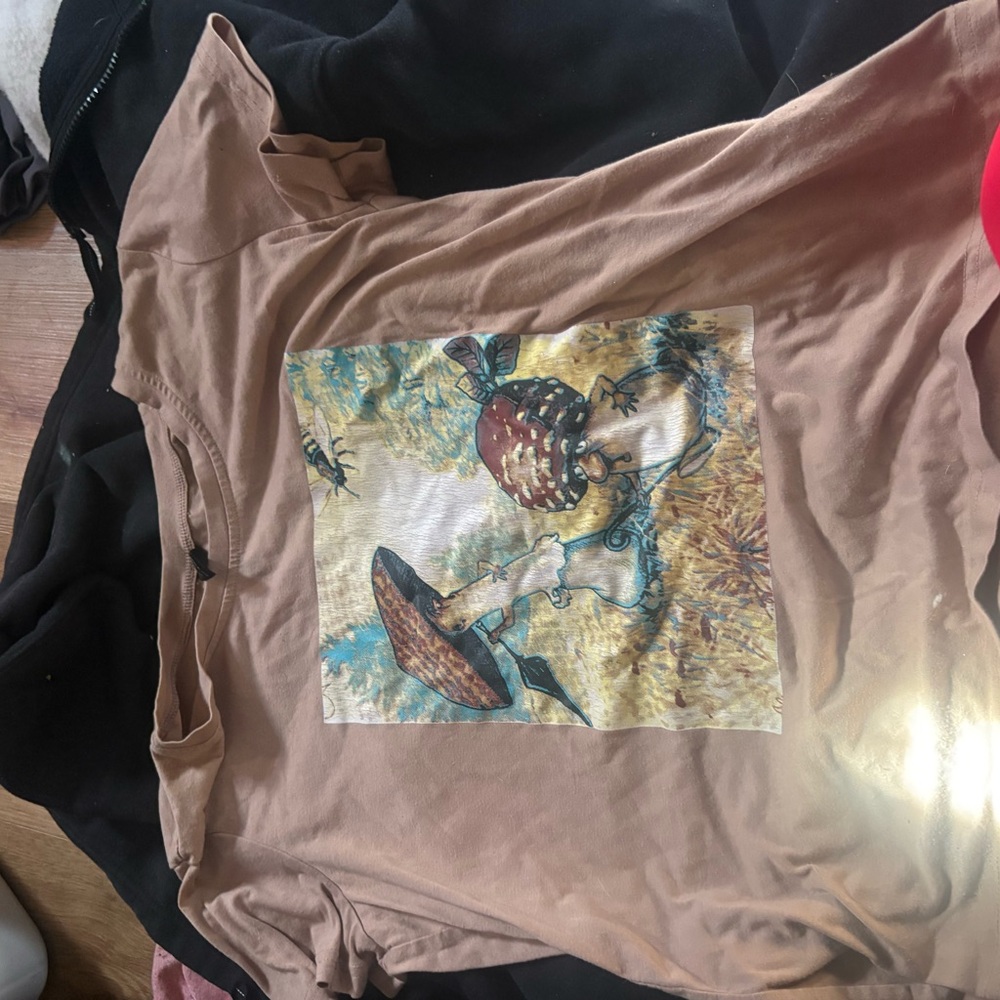 SHEIN Brown Graphic Short Sleeve Tee